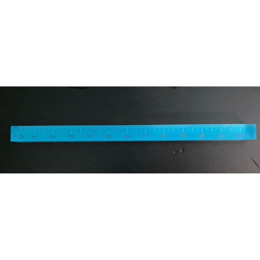 Poppin Square Cube Aqua Turquoise Teal Lucite 12.5 Inch Ruler